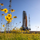 SLS on the launch pad at Kennedy Space Center in Florida.